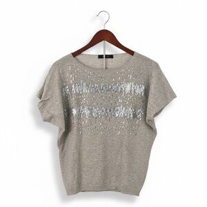 Petti gray women's knitwear with silver sequin design